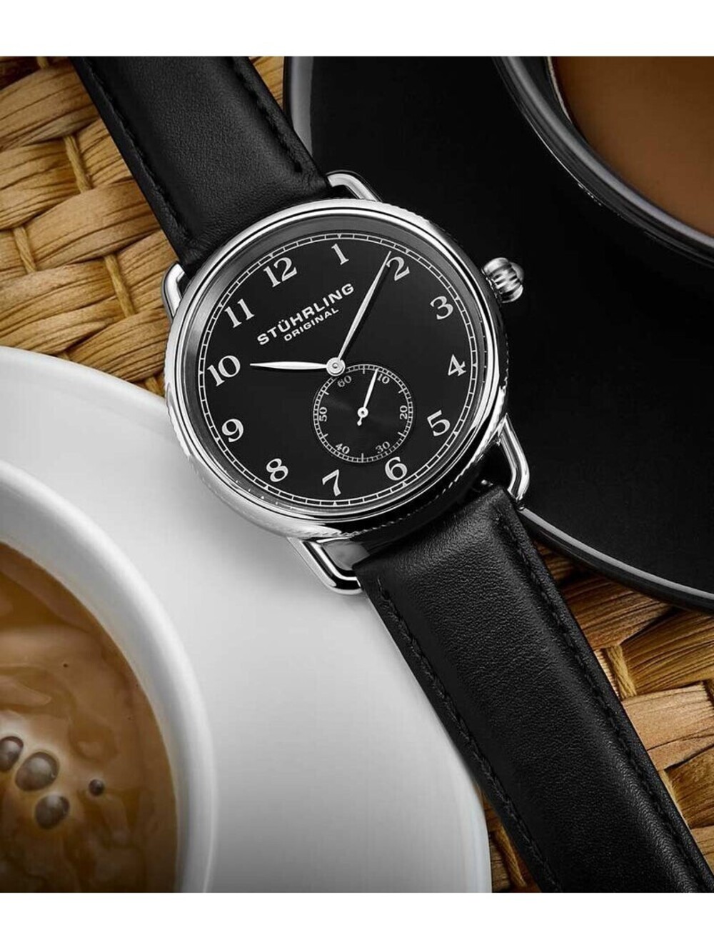 StΓΌhrling Decor 207 Quartz 41mm Classic Stainless Steel Stitched Leather Strap